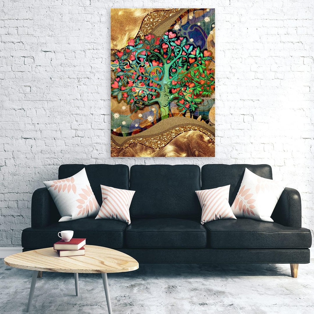 Feeby Vlies Leinwandbild Gustav Klimt Moderner Stil Lebensbaum Gemälde 60x90 cm Druckbild Wandbild W