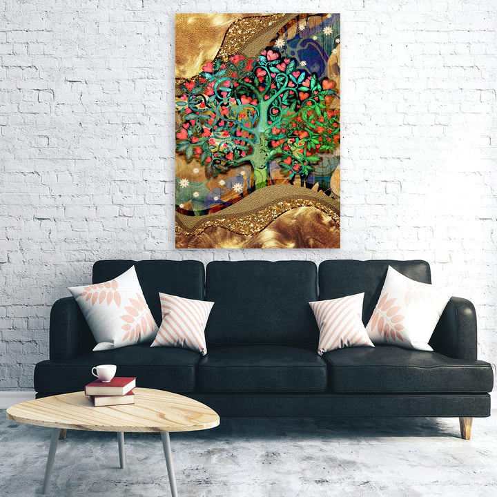 Feeby Vlies Leinwandbild Gustav Klimt Moderner Stil Lebensbaum Gemälde 60x90 cm Druckbild Wandbild W
