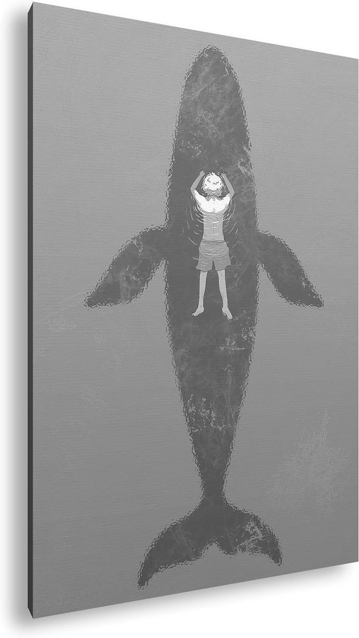 deyoli schwimmen mit einem Wal Format: 80x60 Effekt: Schwarz&Weiss als Leinwandbild, Motiv fertig ge