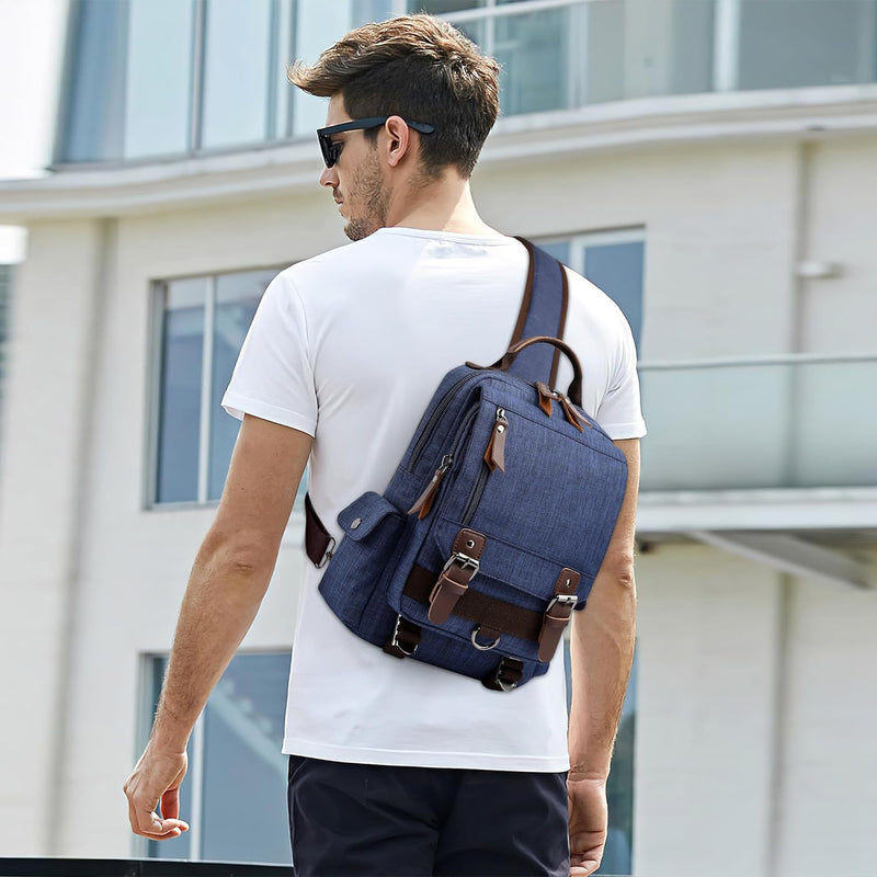 DORRISO Brusttasche Herren Mode Grosse Kapazität Schultertasche für 10,9 Zoll iPad mit Griff Mehrere