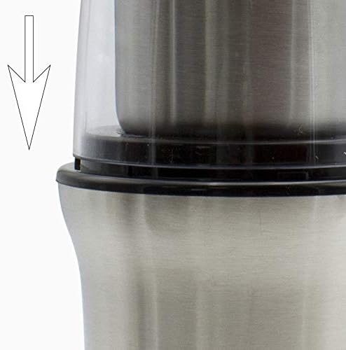 MPM MMK-06 Elektrische Kaffeemühle, BPA-frei, 70 g Kaffee pro Minute, 200 W MMK-06M, Edelstahl