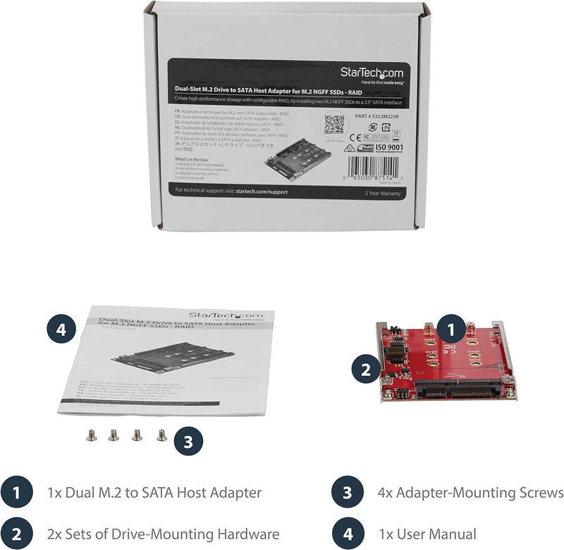 StarTech.com M.2 auf SATA Adapter - Dual Slot M.2 NGFF SSD Adapter für 2,5in Laufwerke - RAID 2.5in