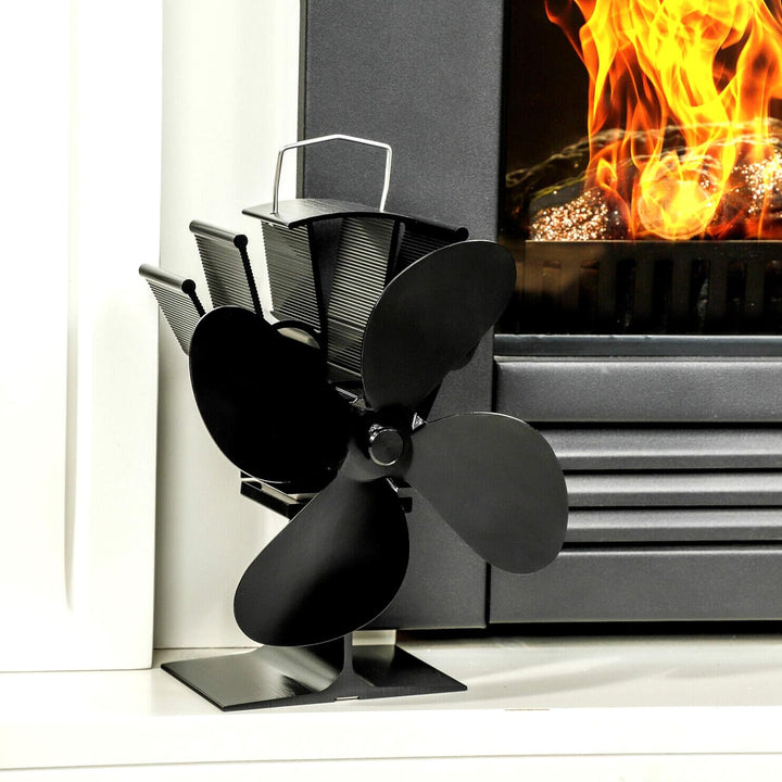 Kaminventilator Ofenventilator Lüfter ohne Strom - 4 Blätter, betrieben durch Wärmeenergie, geräusch