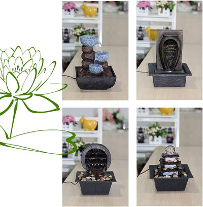 Zimmerbrunnen Tischbrunnen mit LED Beleuchtung Springbrunnen Raumbefeuchter Brunnen Geschenk (19,5x1