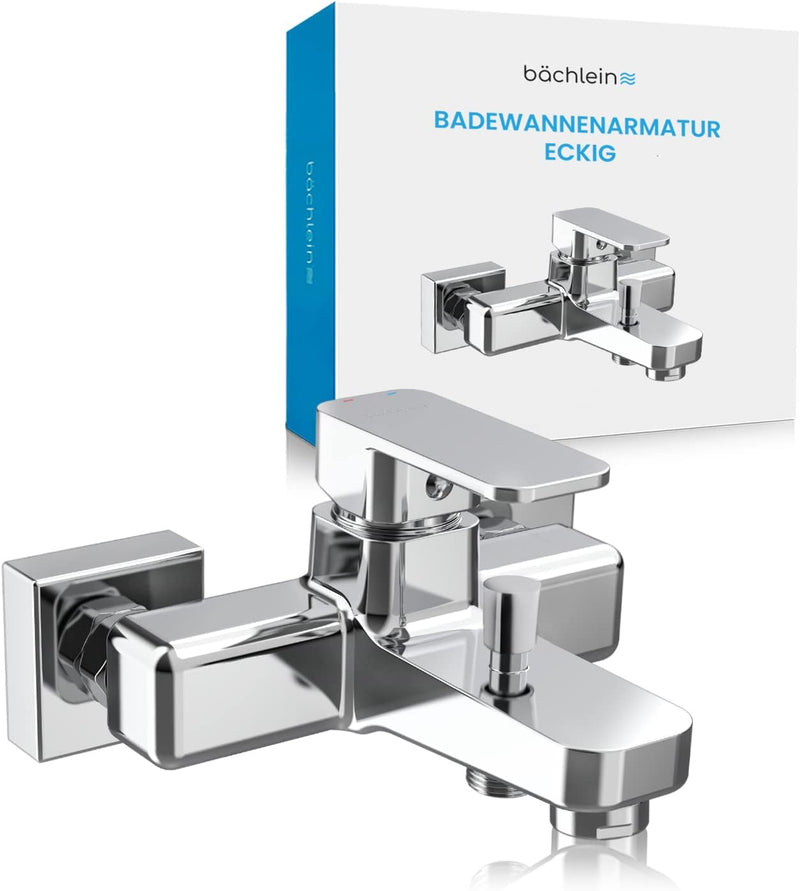 Bächlein Universal Badewannenarmatur Junias in Kantigem Design – Wannenbatterie Komplettset inkl. al