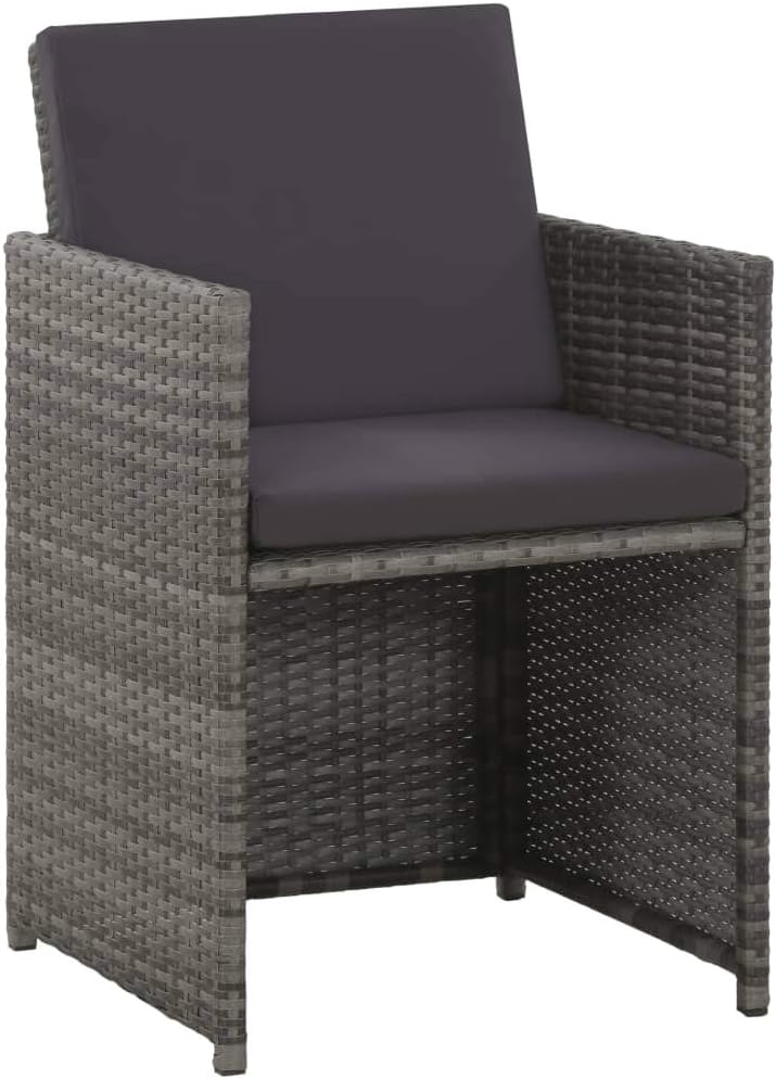 Tidyard Garten-Essgruppe 13-TLG. Poly Rattan Sitzgruppe Grau, inkl 1 Tisch + 4 Stühle + 8 Kissen, Ga