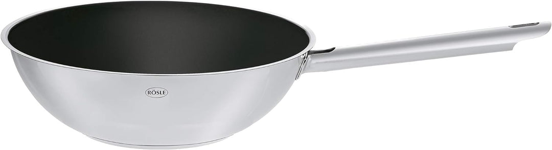 RÖSLE ELEGANCE Wokpfanne, Hochwertiger Edelstahlwok mit robuster Keramikversieglung ProCera, 28 cm,