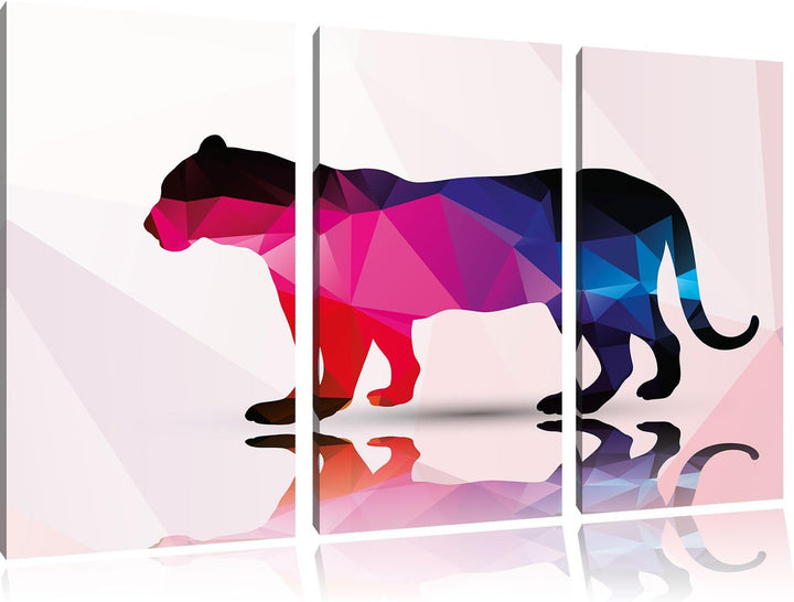 Pixxprint eleganter Vector Puma als Leinwandbild/Grösse: 3 Teilig (120x80 cm) cm/Wandbild/Kunstdruck