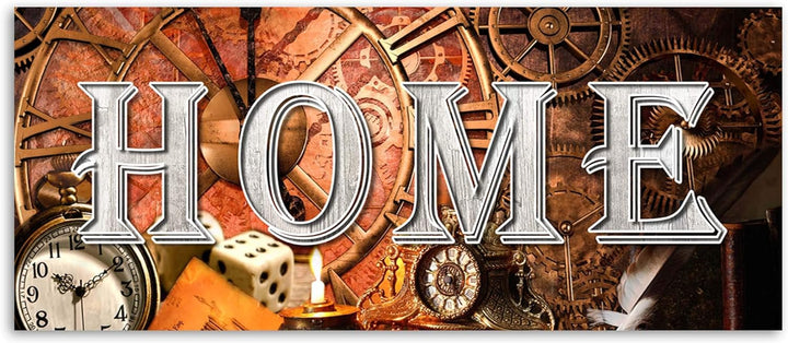 Feeby Wandbild Home 120x40 cm Druckbild Leinwandbild Wohnzimmer Wohnung Braun Leinwandbild 120x40 cm