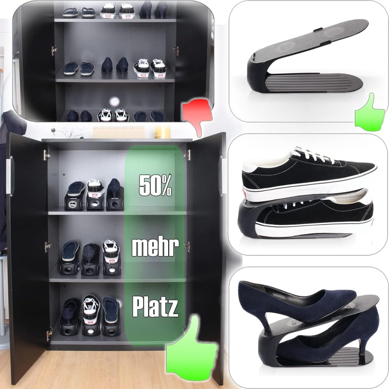 20x Schuhstapler Schuh Organizer Schuhe platzsparend verstauen Ablage rutschfest Schuhhalter (20x Sc