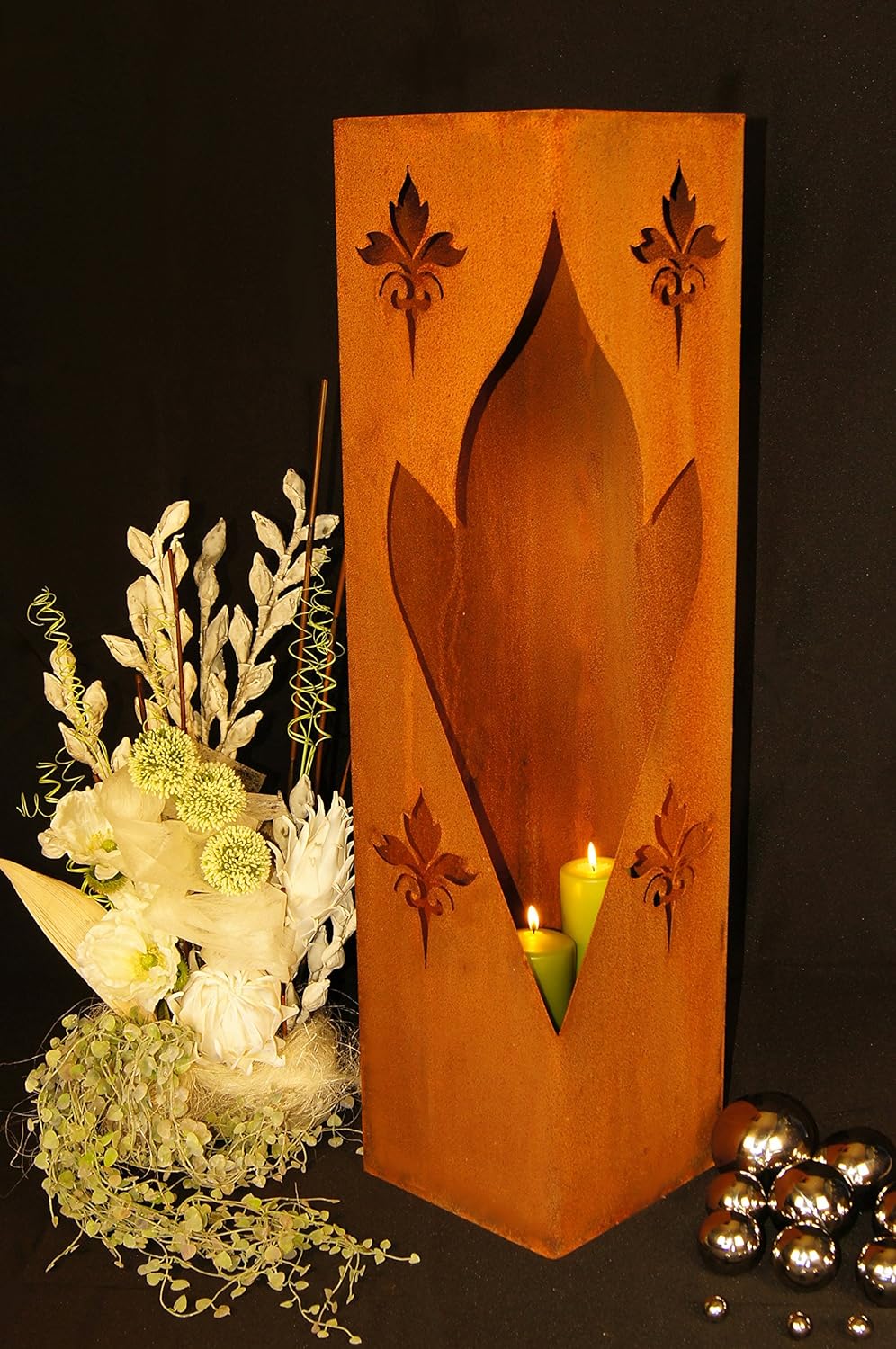Feuersäule Lilie Edelrost Rost Metall Gartendeko Garten Stele Fackel Feuer Säule