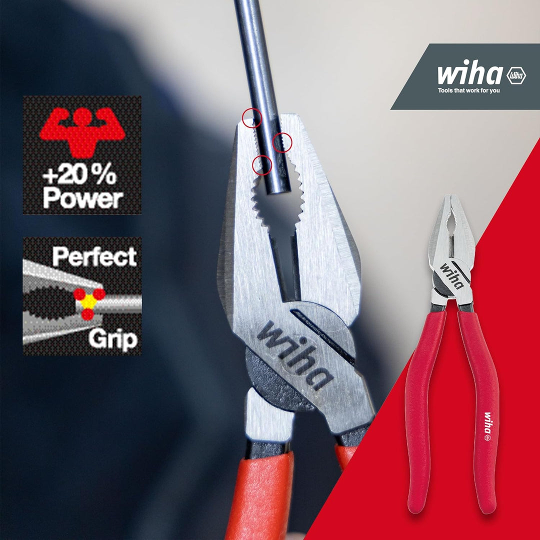 Wiha Zangen Set Classic 3 teilig I Kombizange mit DynamicJoint® und OptiGrip, Flachrundzange mit Dyn