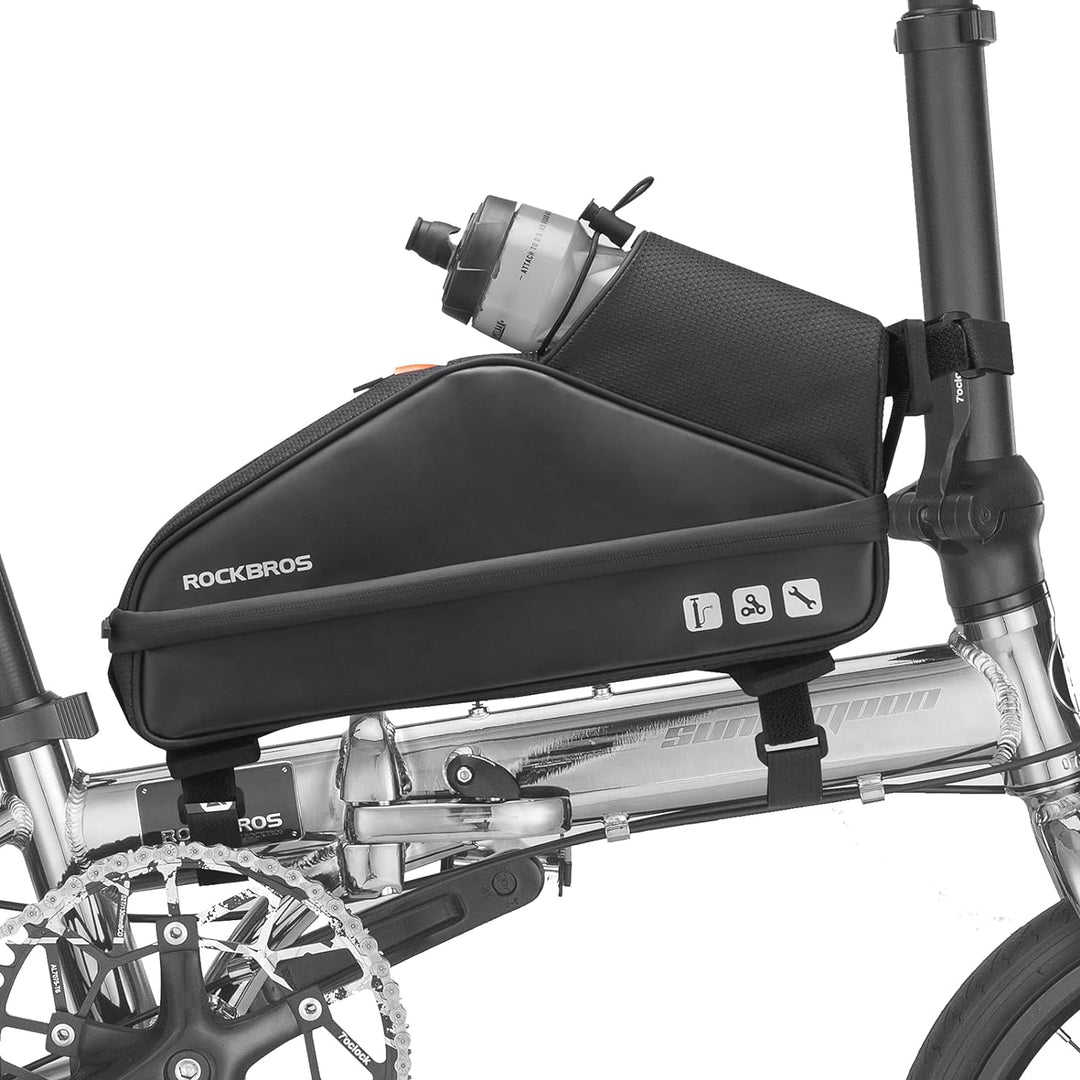 ROCKBROS Fahrradtasche Wasserdicht Rahmentasche Dreieckstasche mit Wasserflaschentasche für Faltrad