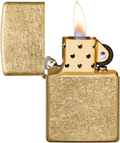 Zippo Taschenfeuerzeug aus Trommelmessing, 49477, Tumbled Brass, Einheitsgrösse