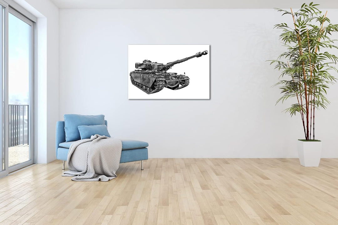 deyoli gewaltiger Panzer im Einsatz Format: 80x60 Effekt: Schwarz&Weiss als Leinwandbild, Motiv fert