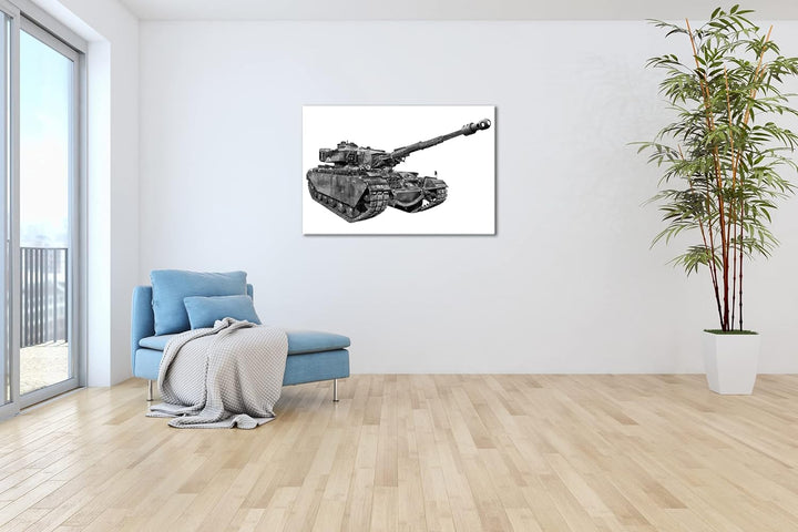 deyoli gewaltiger Panzer im Einsatz Format: 80x60 Effekt: Schwarz&Weiss als Leinwandbild, Motiv fert