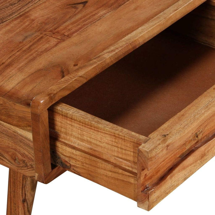 Tidyard Kaffeetisch Couchtisch aus Massivholz mit 1 Geschnitzte Schublade, 100 x 50 x 40 cm (L x B x