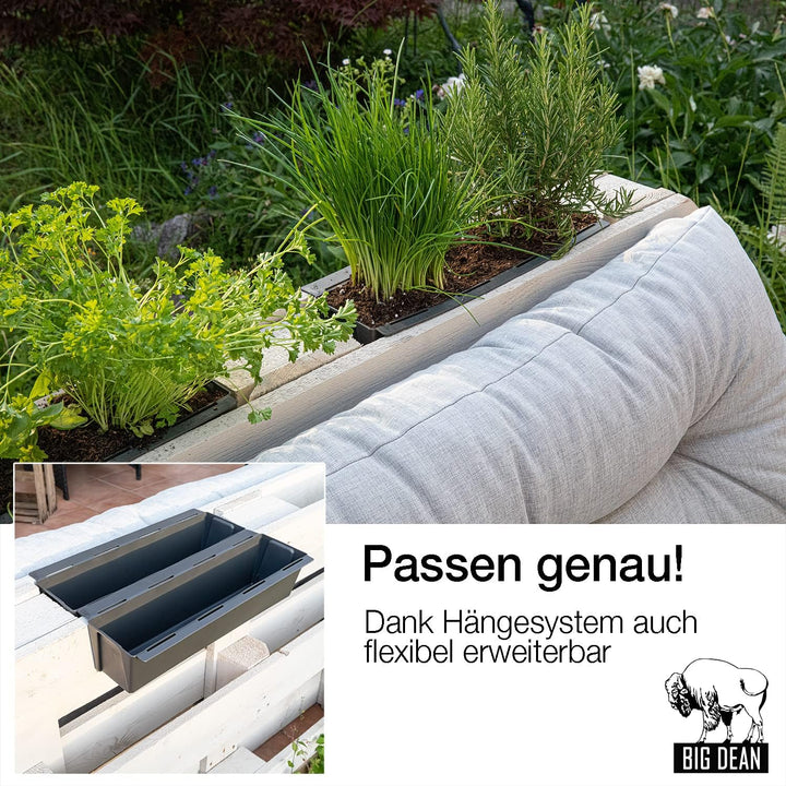 BigDean 24er Set Paletten Blumenkästen - Einsatz - mit Hängesystem zum Einhängen - 37cm anthrazit -