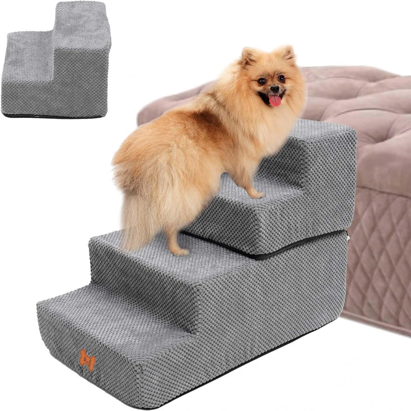 4-stufige Haustiertreppe,Multifunktionale Hundetreppe,Hochdichte Hunderampe Schaumstoff für Hochbett