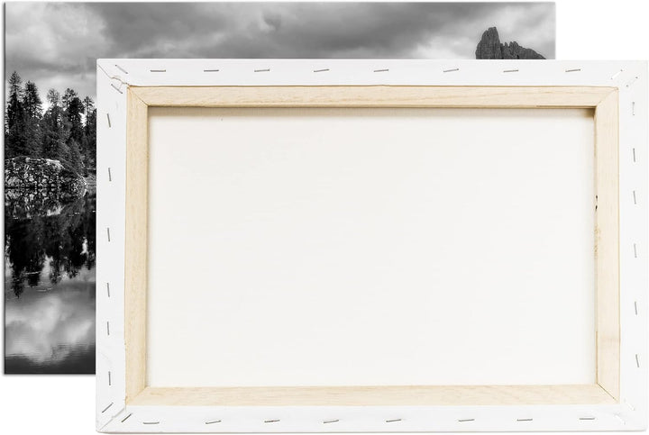 beginnender Winter in den Dolomiten Effekt: Schwarz&Weiss,Format: 80x60 als Leinwandbild, Motiv fert