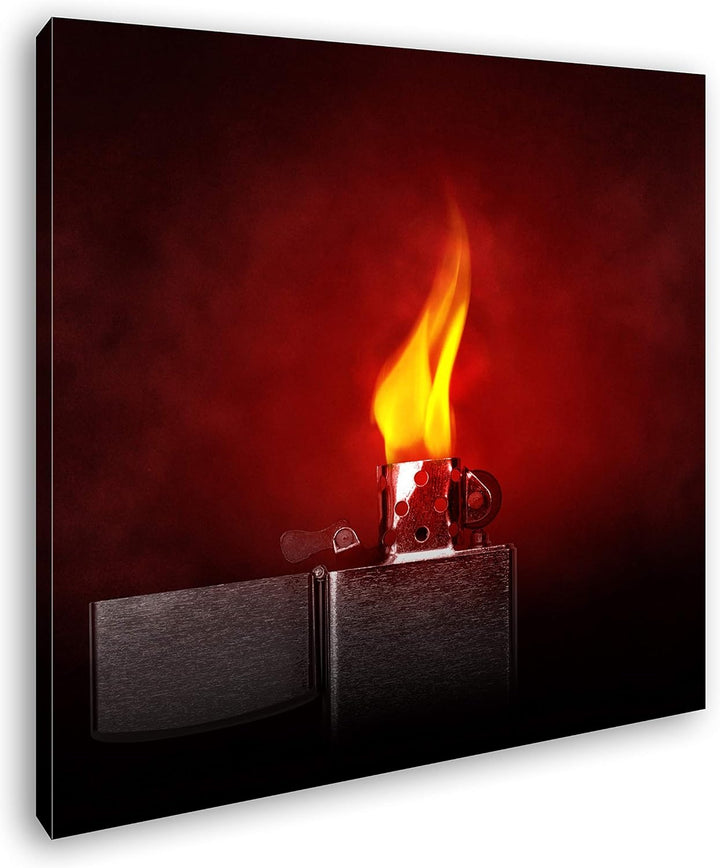 deyoli Dark metallisches Feuerzeug Format: 70x70 als Leinwandbild, Motiv fertig gerahmt auf Echtholz