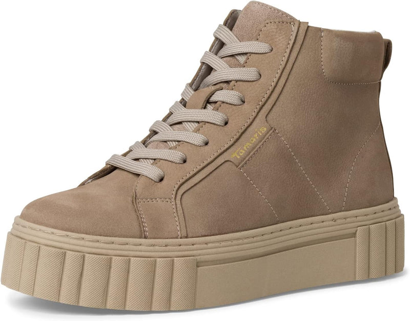 Tamaris Damen High-Top Sneaker, Frauen Halbschuhe,Wechselfussbett 36 EU Braun Taupe, 36 EU Braun Tau