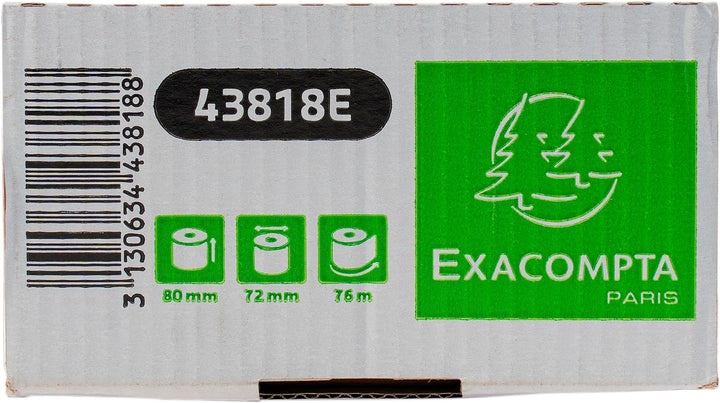 Exacompta 43818E 30er Pack Thermopapierrollen 1-lagig Breite: 80mm, Länge: 76m, Durchmesser Kern: 12