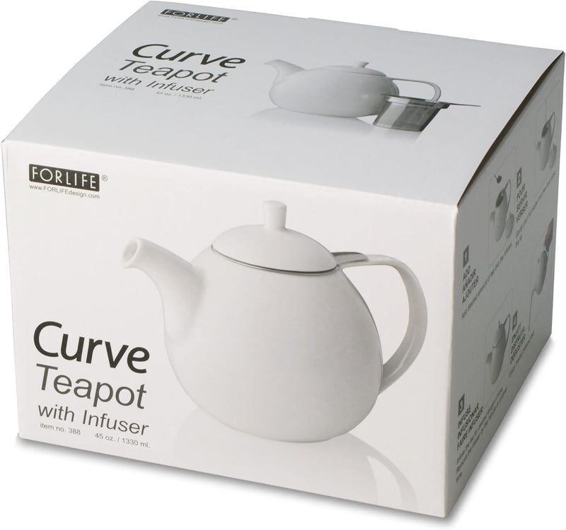 FORLIFE Curve Teekanne mit Teesieb, 1,3 l, Grau Gray, Gray