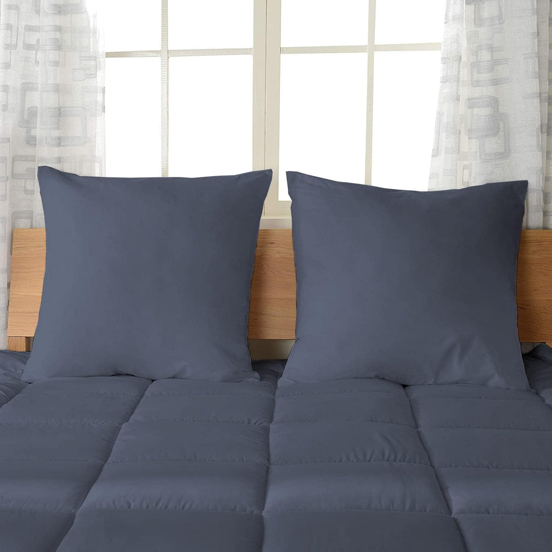 Pizuna Luxuriöser Soft-Satin 2er Pack Kissenbezug 80 x 80 cm Dunkel Blau, 600 Fadenzahl Baumwolle Ki