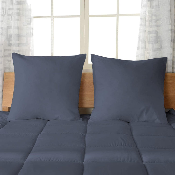 Pizuna Luxuriöser Soft-Satin 2er Pack Kissenbezug 80 x 80 cm Dunkel Blau, 600 Fadenzahl Baumwolle Ki