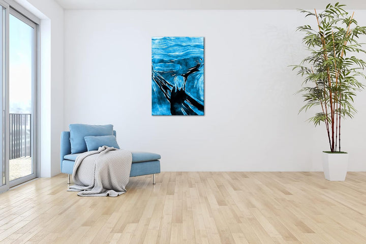 deyoli Edvard Munch Der Schrei Format: 80x60 Effekt: Monocrome Blau als Leinwandbild, Motiv fertig g