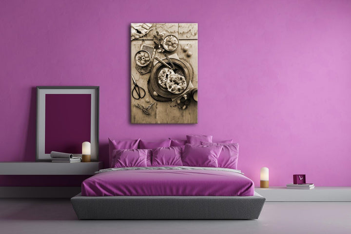 deyoli fruchtiger Kuchen Format: 80x60 Effekt: Sepia als Leinwand, Motiv fertig gerahmt auf Echtholz
