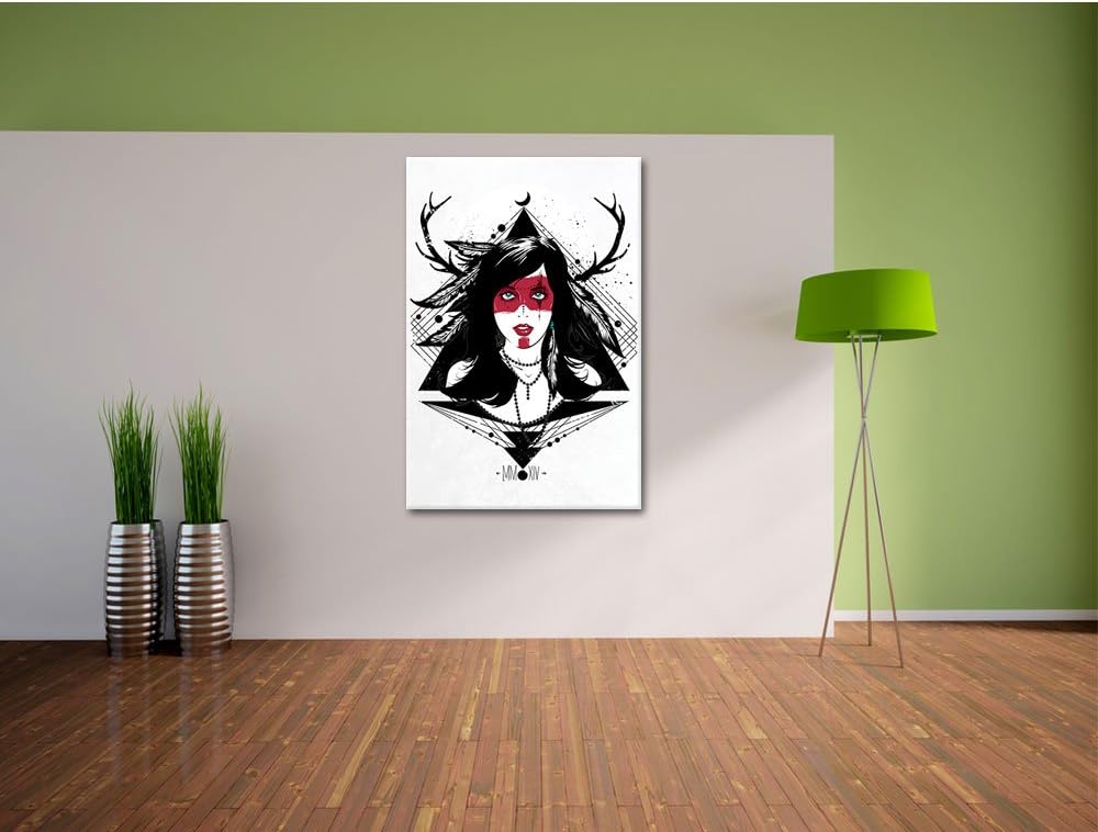 Pixxprint Indian White Bild auf Leinwand, XXL riesige Bilder fertig gerahmt mit Keilrahmen, Kunstdru