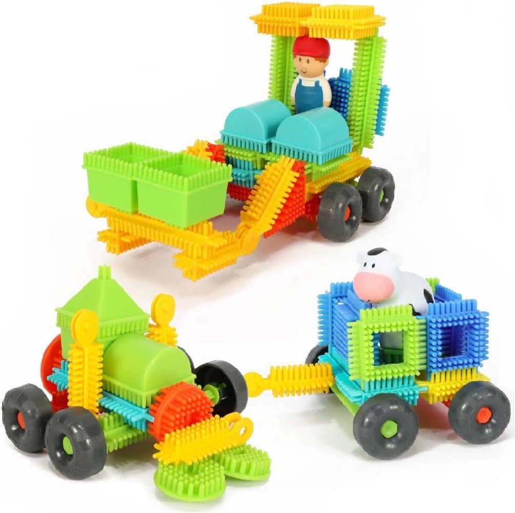 BLOKO - 100 Tube mit 2 3D-Figuren Bauernhof - Ab 12 Monaten Konstruktionsspielzeug 1. Alter - 503662