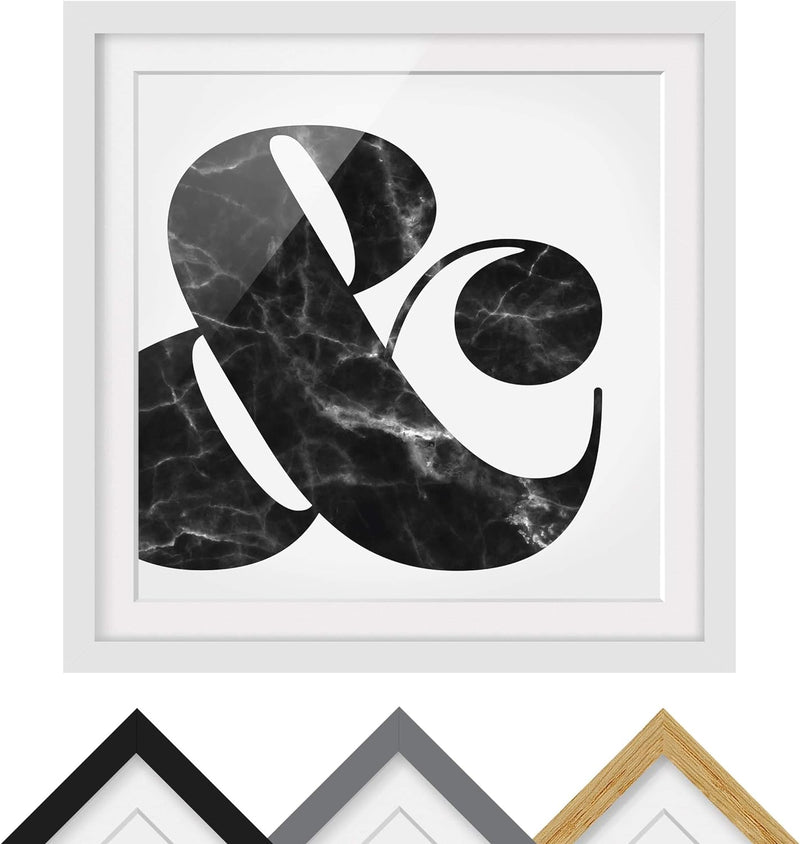 Bild mit Rahmen - Ampersand Marmor - Rahmenfarbe Weiss, 70 x 70 cm 70cm x 70cm Weiss, 70cm x 70cm We