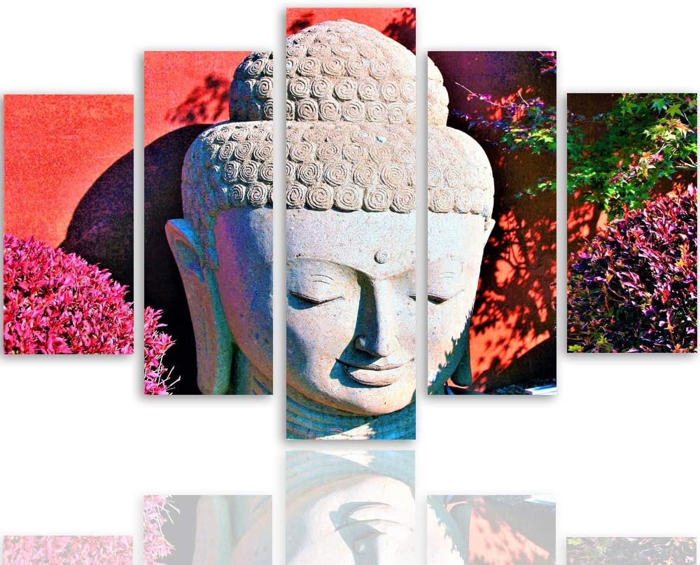 Feeby Wandbild XXL 5 tlg Buddha Deco Panel Bild Orient Religion Spa rosa 300x140 cm Deco panel 300x1