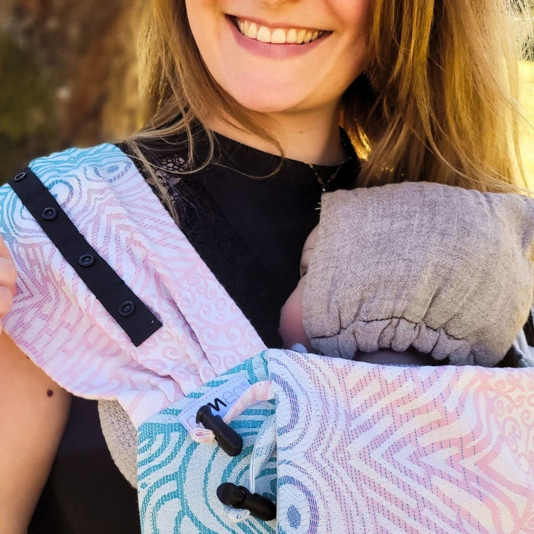 Hoppediz Babytrage Primeo, für Neugeborene ab Geburt, Bauchtrage, Rückentrage, 100% Bio-Baumwolle, J