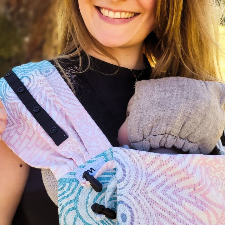 Hoppediz Babytrage Primeo, für Neugeborene ab Geburt, Bauchtrage, Rückentrage, 100% Bio-Baumwolle, J