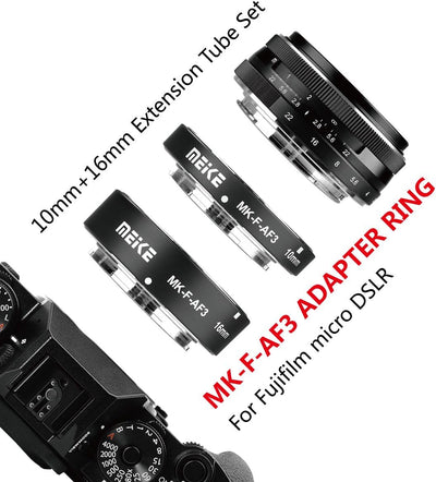 Meike MK-F-AF3 Auto Fucus Macro Extension Tube for Compatible with Fujifilm Mirrorless Camera(10mm 1