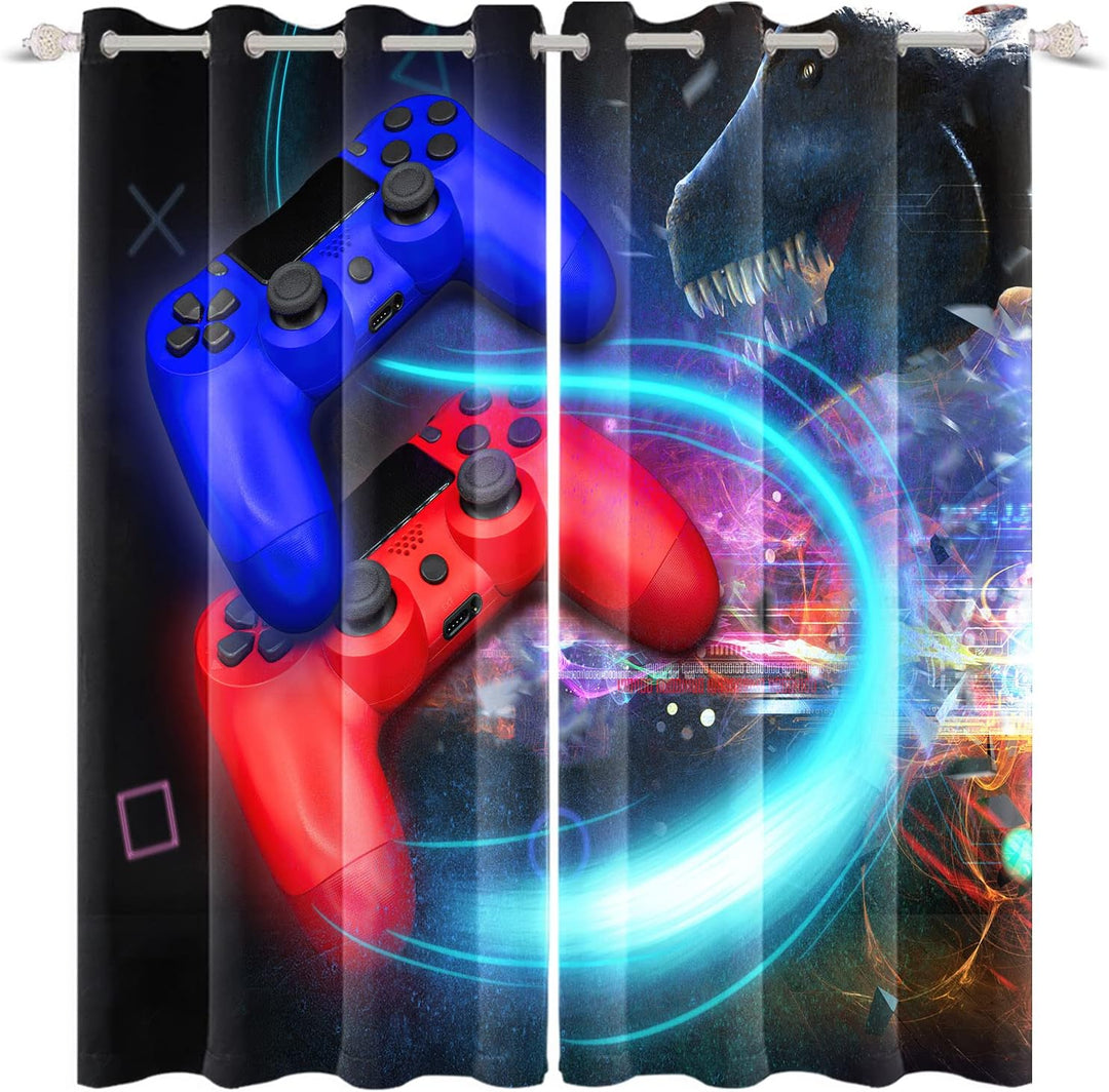 Renaiss 107x245cm Spiele Fenstervorhänge Videospiel Ösenvorhang für Jungen Kinder Teens Schlafzimmer