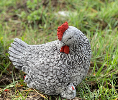 Stone and Style Steinfigur grosses Huhn mit Küken frostfest wetterfest Gartenfigur