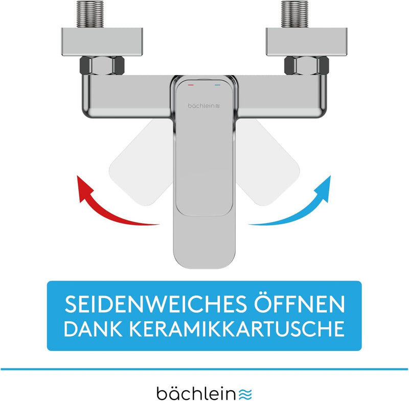 Bächlein Universal Badewannenarmatur Junias in Kantigem Design – Wannenbatterie Komplettset inkl. al