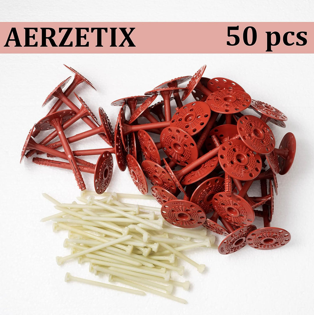 AERZETIX - C65192 - Set von 50 Isolierdübeln 8x100 mm + 50 schlagnägel Ø5x100 mm - aus nylon - ziege