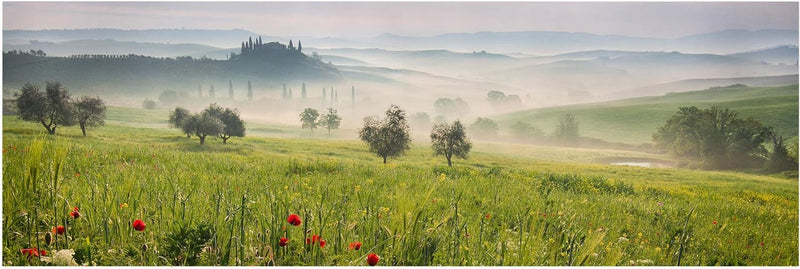 Bilderwelten Leinwandbild - Toskana Frühling - Panorama Quer, 40cm x 120cm, 40cm x 120cm