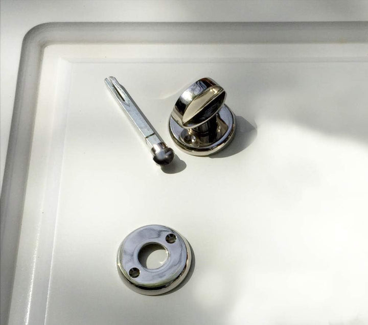 Antikas - Nickel Verschluss - Beschlag WC Toilettentür Drehschliesser Gäste-Toilette