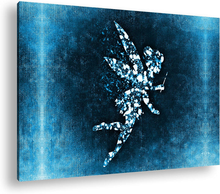 deyoli Abstrakte Zeichnung einer Fee Format 80x60 Effekt: Monocrome Blau als Leinwandbild, Motiv fer