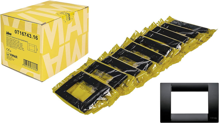 Vimar Idea 0T16743.16 Classic Platte 3 Module Technopolymer, 10 Stück, Schwarz 10 Pezzi, 10 Pezzi