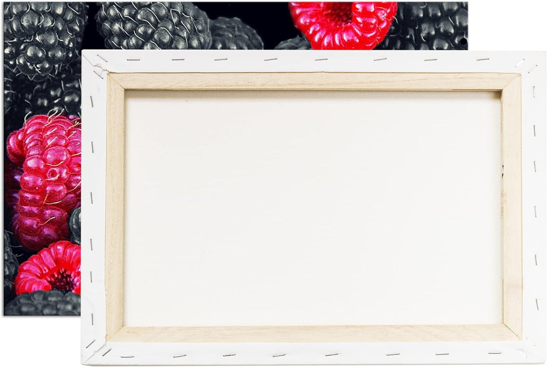 deyoli Himbeeren und Früchte im Format: 80x60 als Leinwandbild, Motiv fertig gerahmt auf Echtholzrah