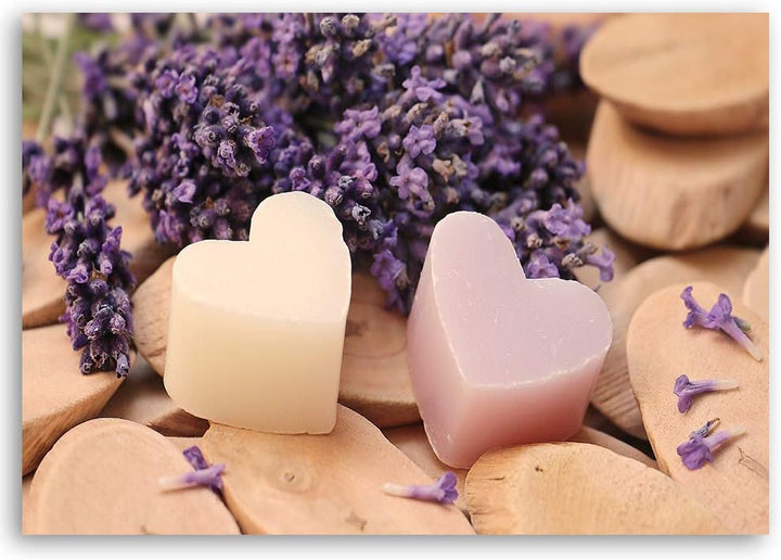 Feeby Dekobild Herzen Deko Wand Kunstdruck für Schlafzimmer Violett 70x50 cm M14328 70x50 cm, M14328