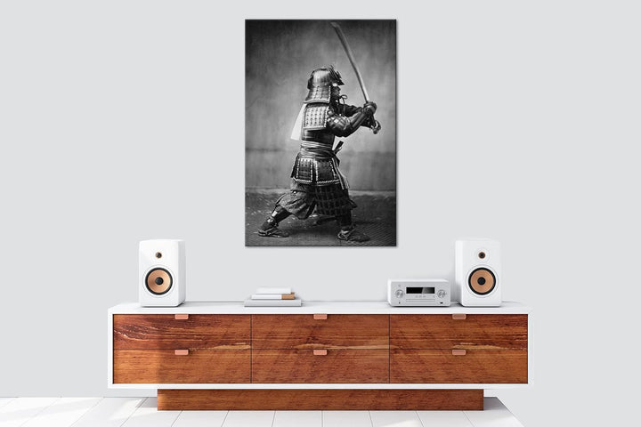 deyoli kampfbereiter Samurai-Krieger Format: 120x80 als Leinwandbild, Motiv fertig gerahmt auf Echth